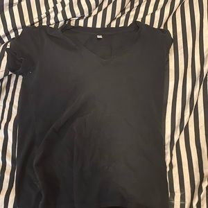 A plain black v-neck